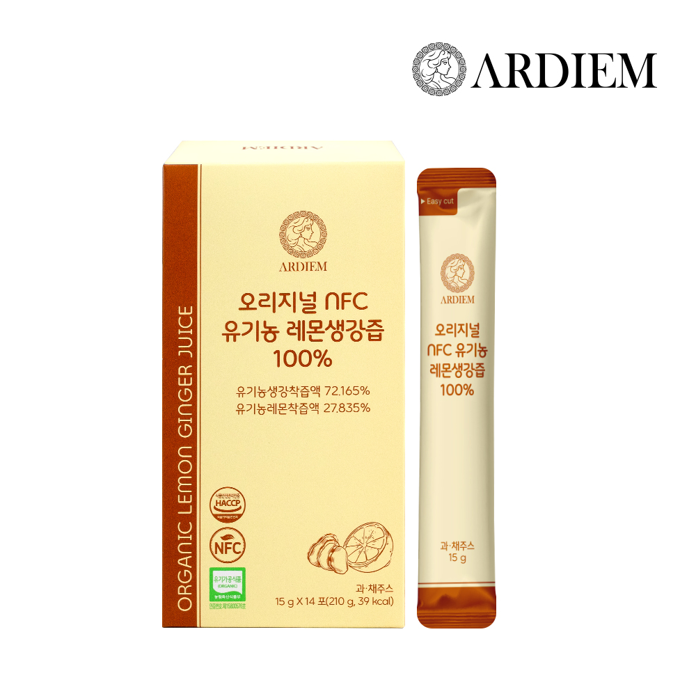 아르디엠 오리지널 NFC 유기농 레몬생강즙 100% 착즙원액 210ml 14포, 1개 - 상품 이미지