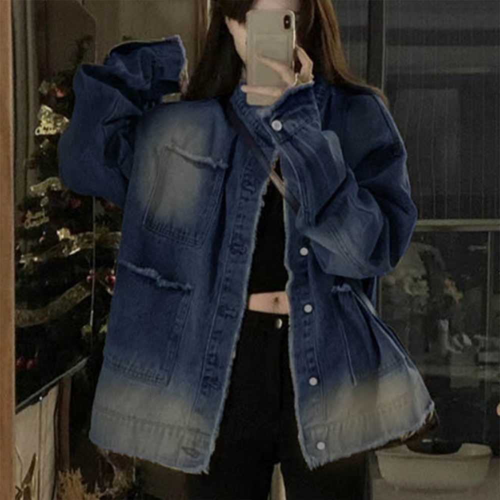 여자 청자켓 데님 여성 20대 데이트룩 예쁜 긴팔 자켓 봄 가을 여름 겨울 캐쥬얼 간절기 - 상품 이미지