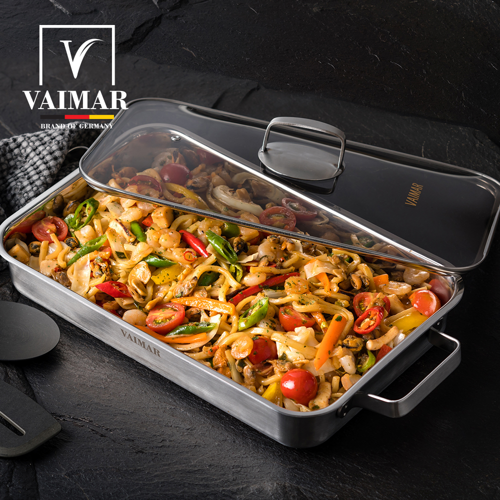 직사각 와이드팬 바이마르 스텐 인덕션 대형 사각팬 갈비 떡볶이팬 오뎅탕 전골냄비 37.7cm