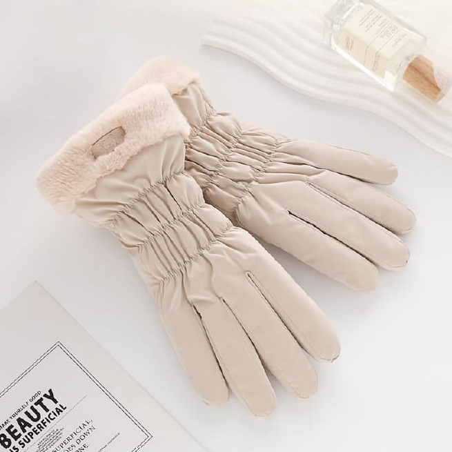따뜻한 여성패딩장갑 예쁜 여자겨울장갑 보온 방한 털 기모장갑 핸드폰 휴대폰 스마트폰 터치 - 상세 이미지 4