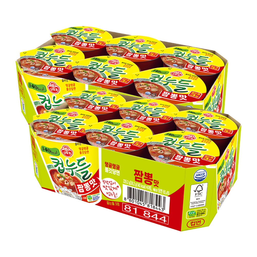 오뚜기 컵누들 짬뽕맛 컵 38.2g 12개