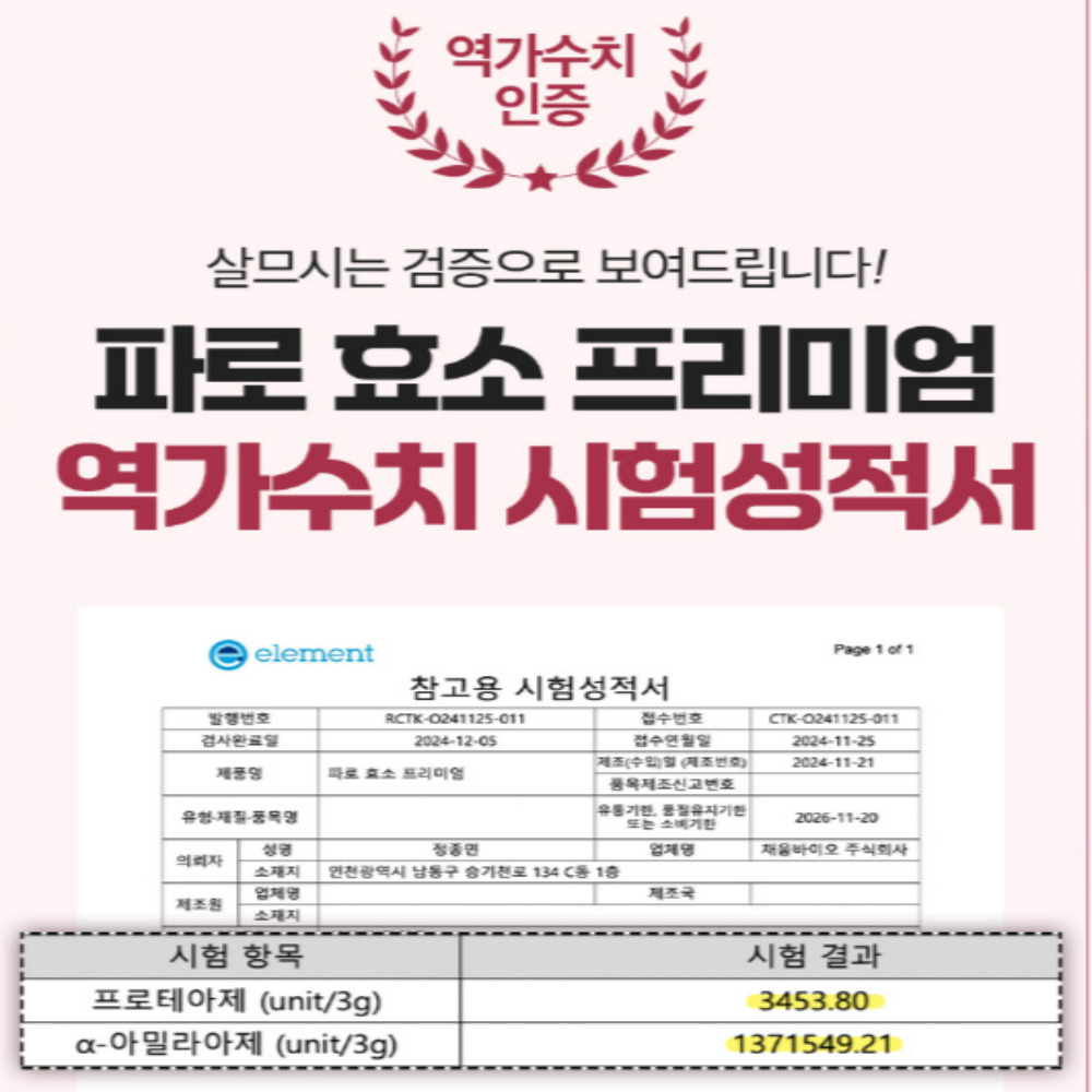 [3박스]이탈리아 파로효소 프리미엄 곡물 분해 효능 3gx30포 이미지 6