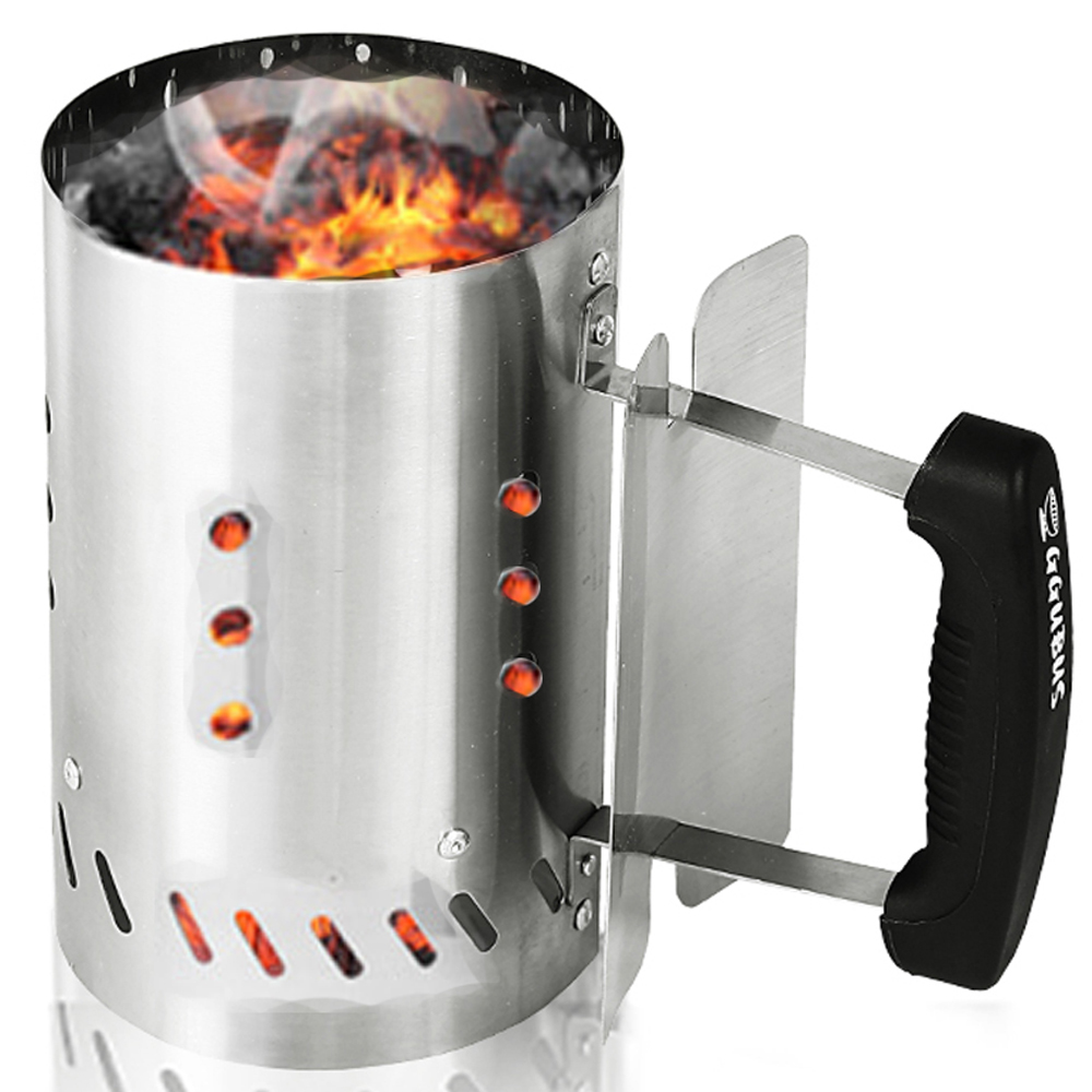 꾸버스 스텐 차콜스타터 원형M 숯불 점화 착화기 캠핑 휴대용 침니스타터 바베큐그릴 BBQ