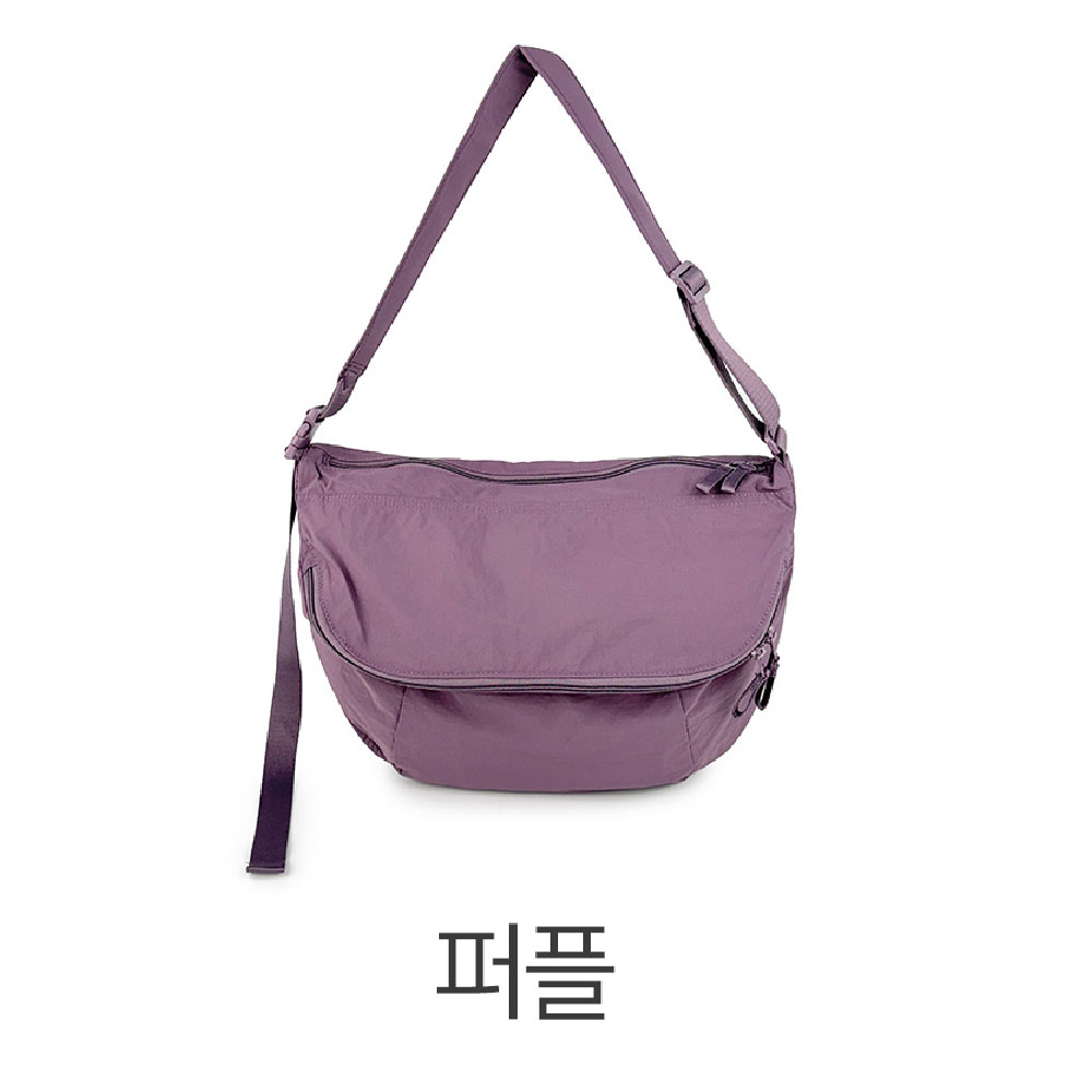가벼운 빅사이즈 포켓 숄더 크로스백 무지 캐주얼 경량 천 라운드 크로스가방 이미지 6