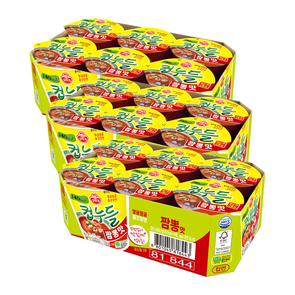 오뚜기 컵누들 짬뽕맛 컵 38.2g 18개