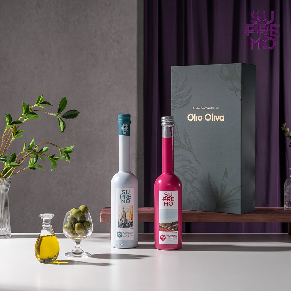 수프리모 엑스트라버진 올리브오일 500ml 2종 선물세트, 그린 쇼핑백 동봉 - 상세 이미지 3