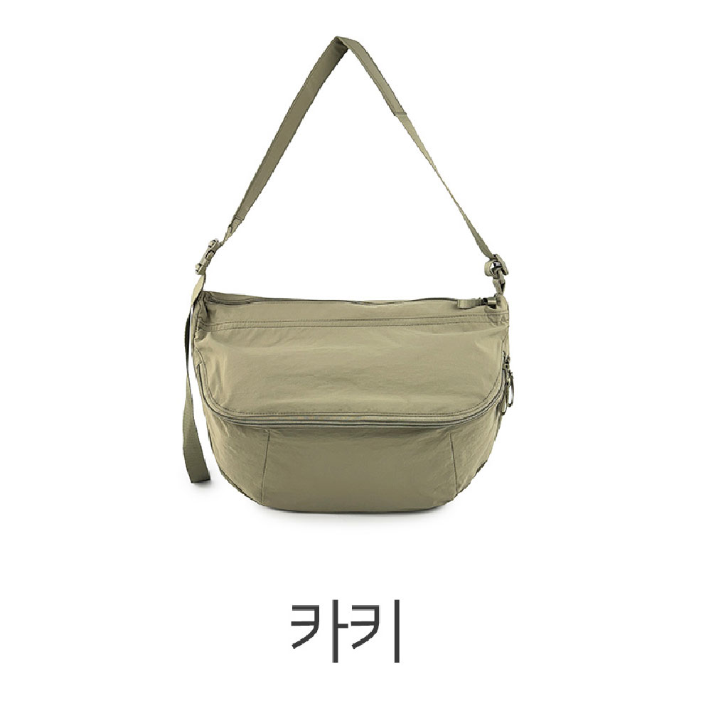 가벼운 빅사이즈 포켓 숄더 크로스백 무지 캐주얼 경량 천 라운드 크로스가방 - 상세 이미지 5