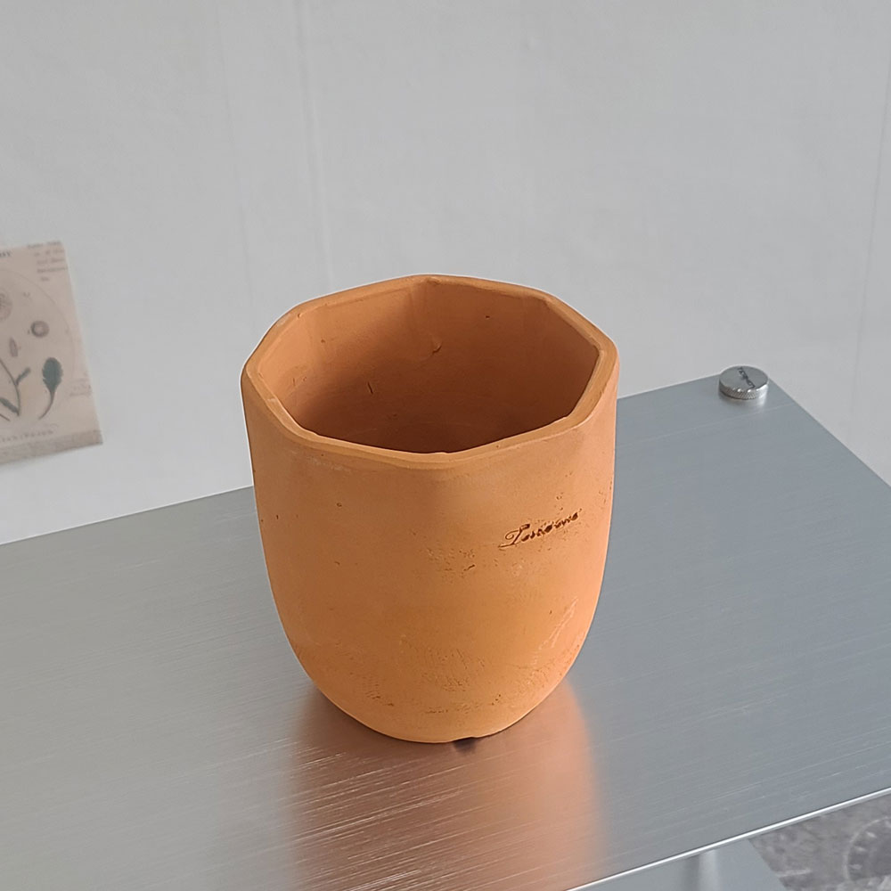 테라원 빈티지 수제 토분 14x15cm 팔각 팽이 - 상세 이미지 4