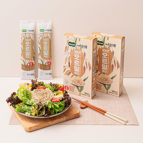 [1+1] 순솔 100% 오트밀국수 1kg + 찰옥수수국수 1kg  (100g x 10봉 x 2박스) 글루텐프리 고단백질면 제로슈가 제로당 무첨가물 곡물국수 - 상세 이미지 2