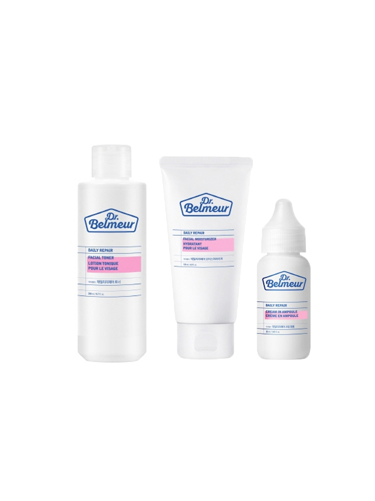 더페이스샵 네이버 단독 구성 NEW 데일리리페어 토너 200 mL + 모이스처라이저 120 mL + 크림앰플 30 mL 기초 3종세트 - 메인 이미지