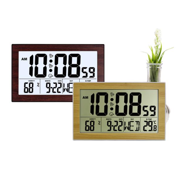 LED 탁상시계 디지털 알람 LCD 대형 디스플레이 온도계 듀얼 설정 침실 장식 : 파란친구