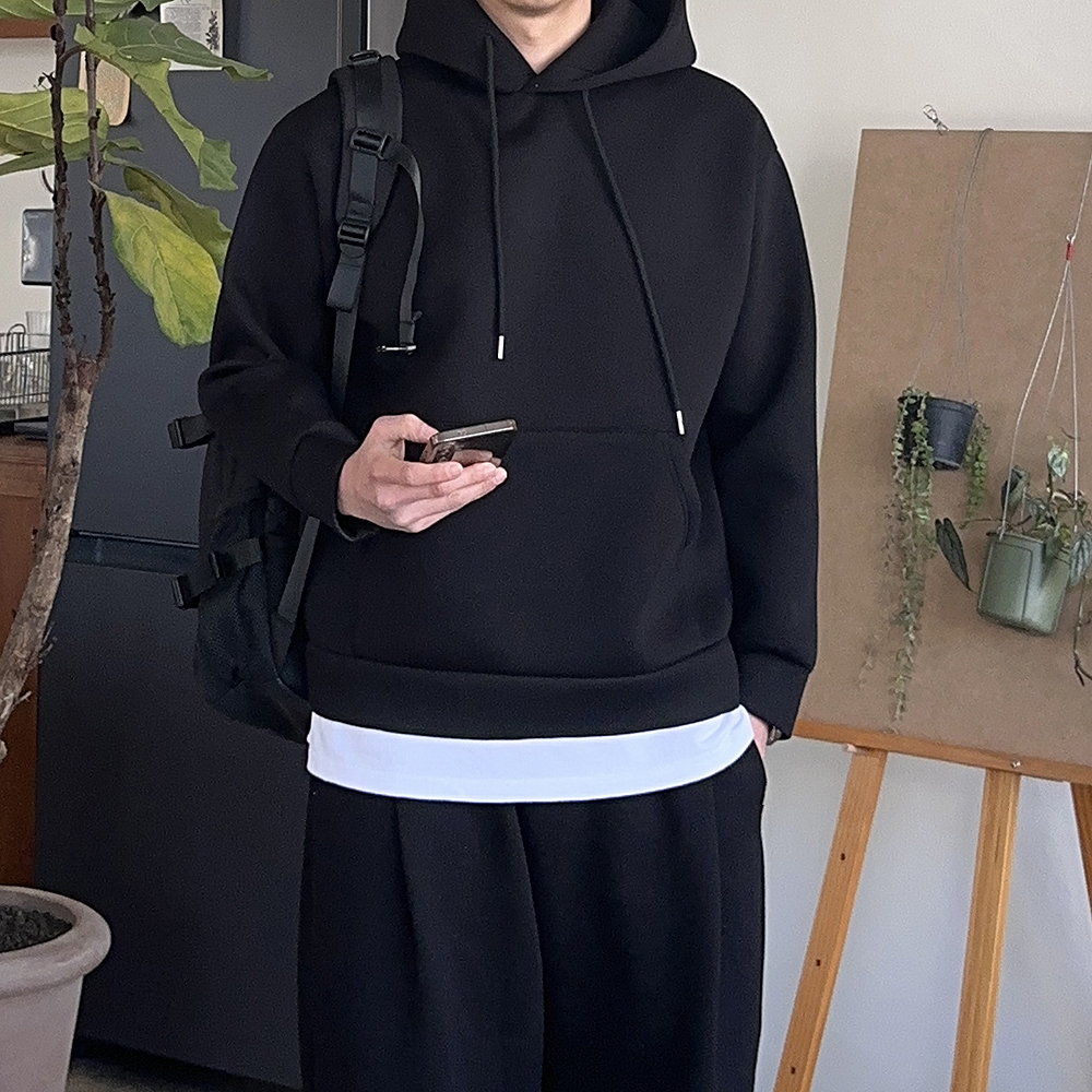 남자 후드티 오버핏 네오프렌 모자큰 커플 후드티