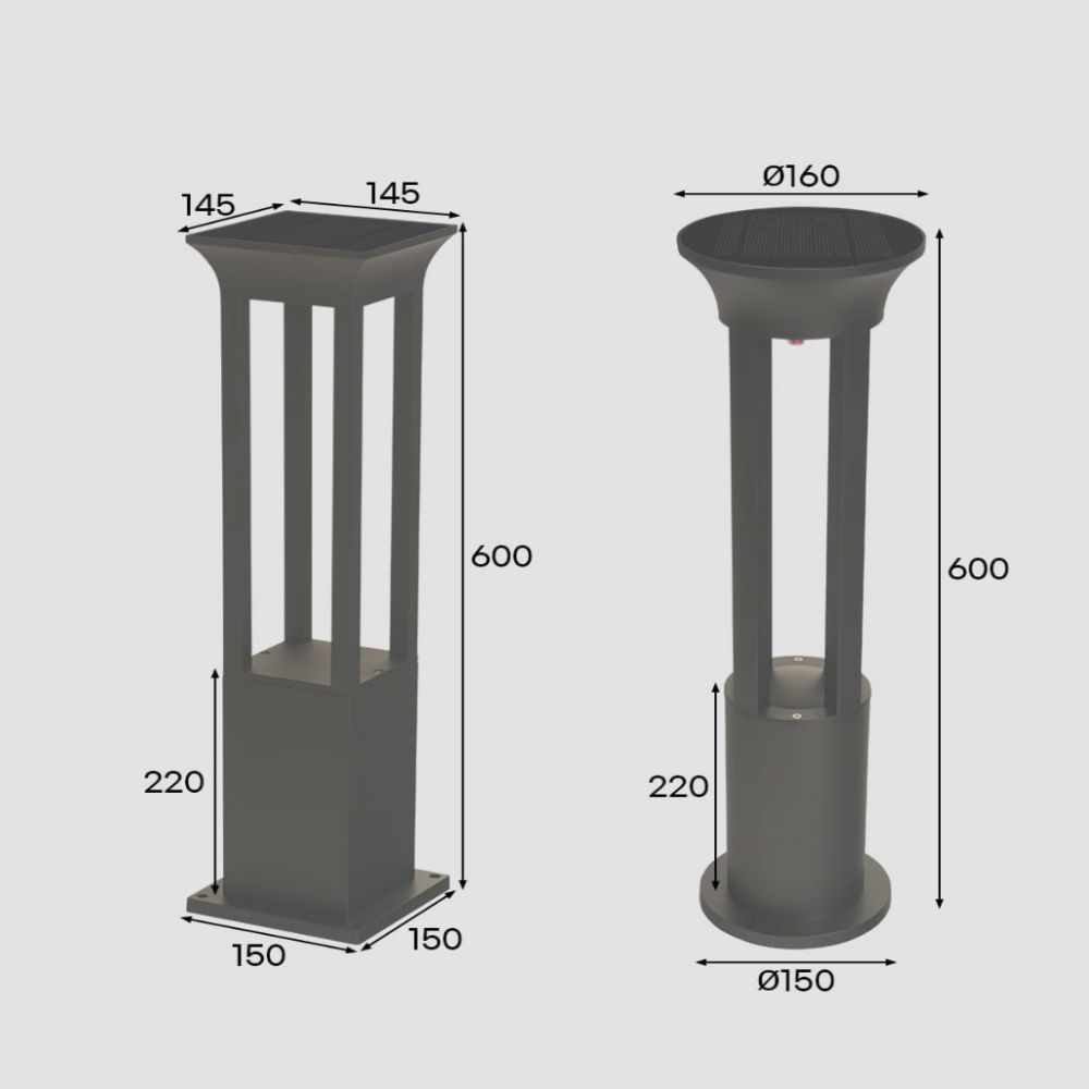 태양광전등 LED 태양열 조명 태양광 정원등 잔디등 사각 - 상세 이미지 4