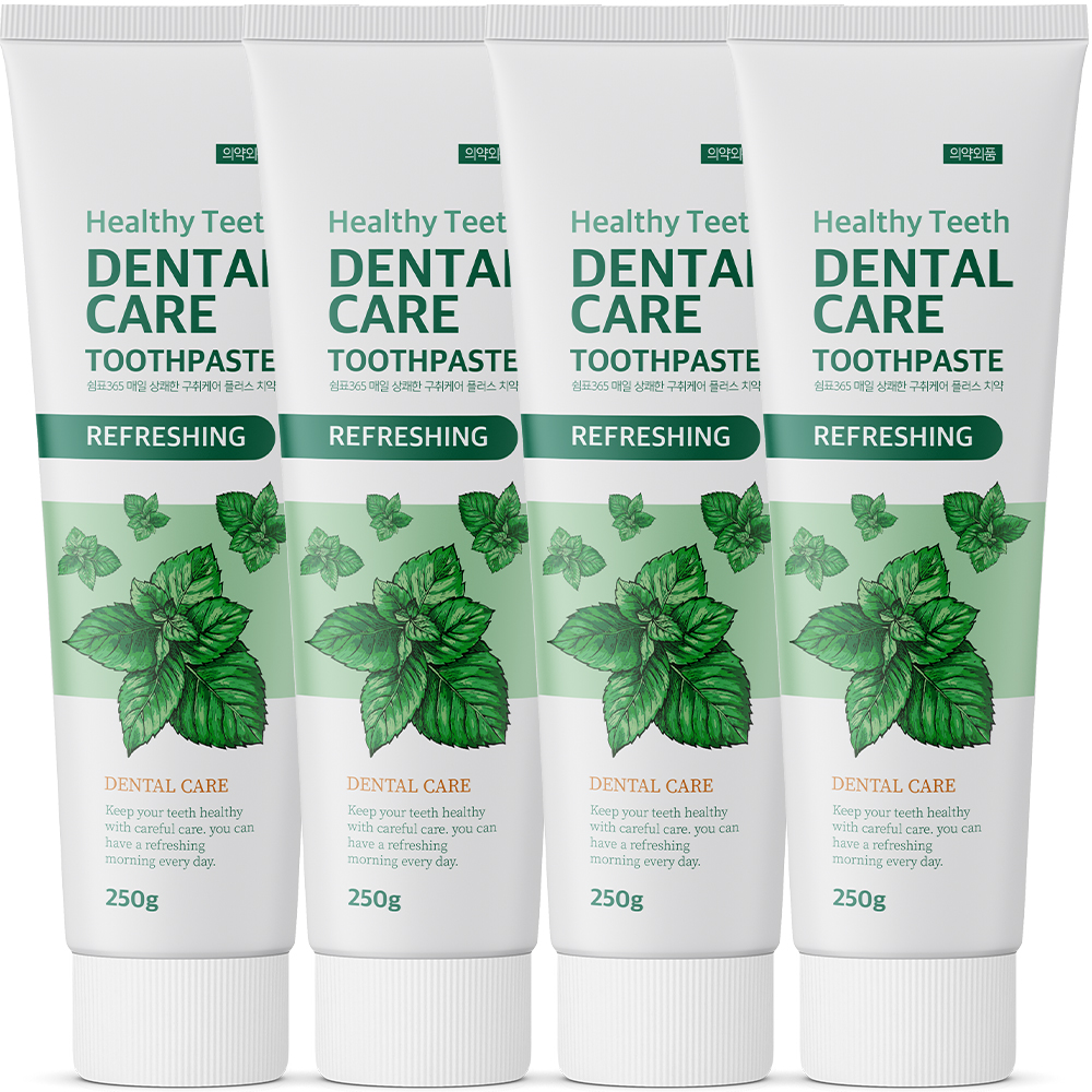 쉼표365 무불소 대용량 치약 250g 4개 구취제거 잇몸 케어 상쾌한 불소없는 임산부