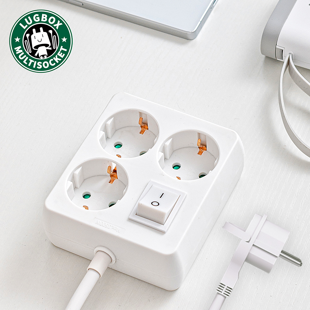 러그박스 납작 멀티탭 플러그 디자인 큐브 고전력 멀티 콘센트 사각 미니 화이트 1.5m