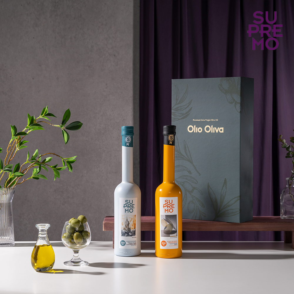 수프리모 엑스트라버진 올리브오일 500ml 2종 선물세트, 그린 쇼핑백 동봉 - 상세 이미지 4