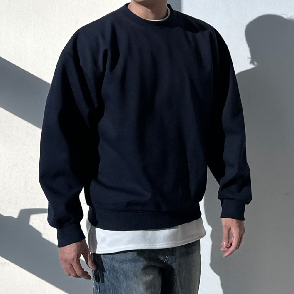 남자 리고 오버핏 봄 가을 겨울 이중지합포&기모 무지 맨투맨