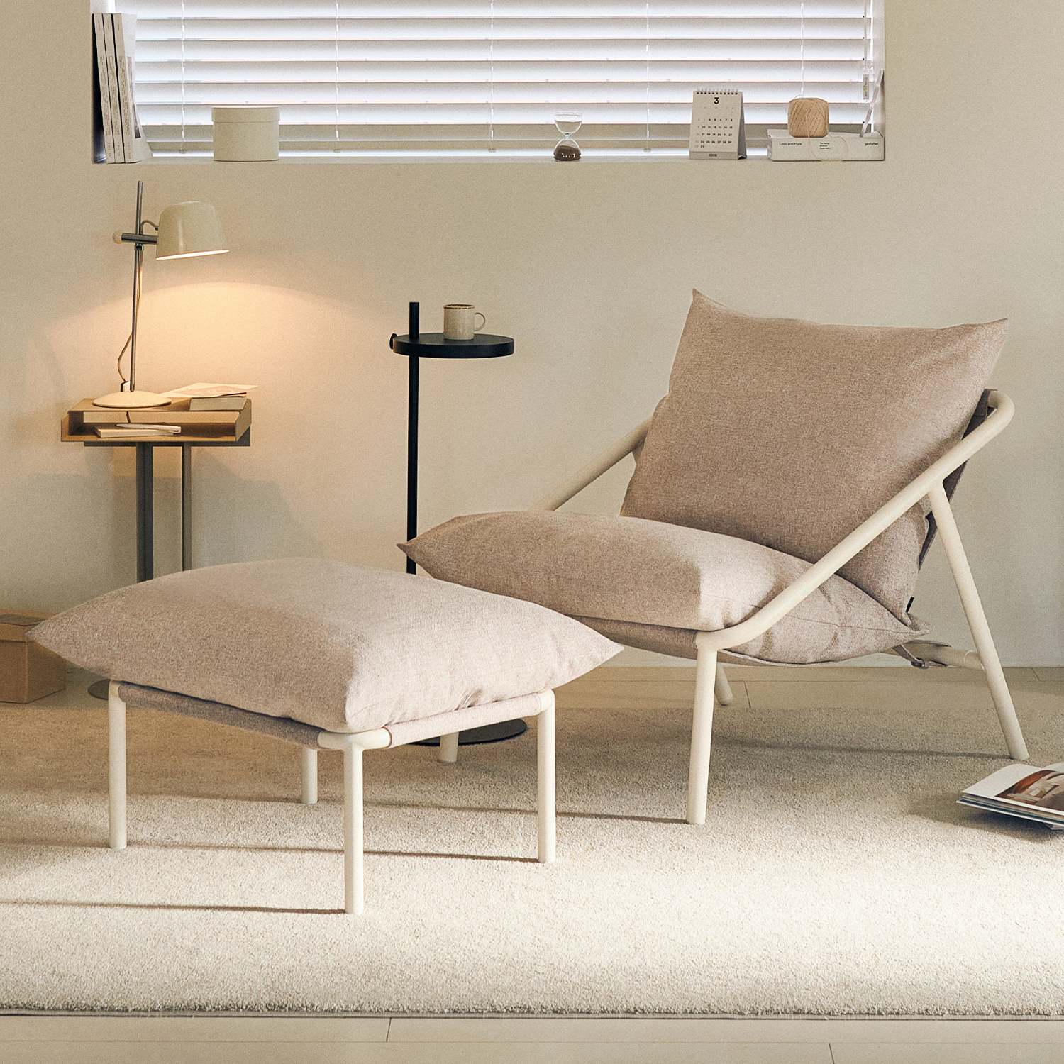 지누스 에이다 1인소파+소파 스툴 SET