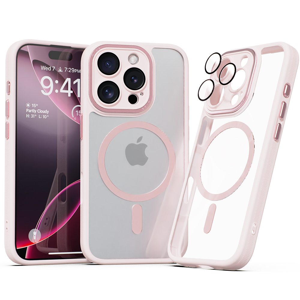 미아크 렌즈보호 풀커버 맥세이프 케이스 핑크, 아이폰16 프로