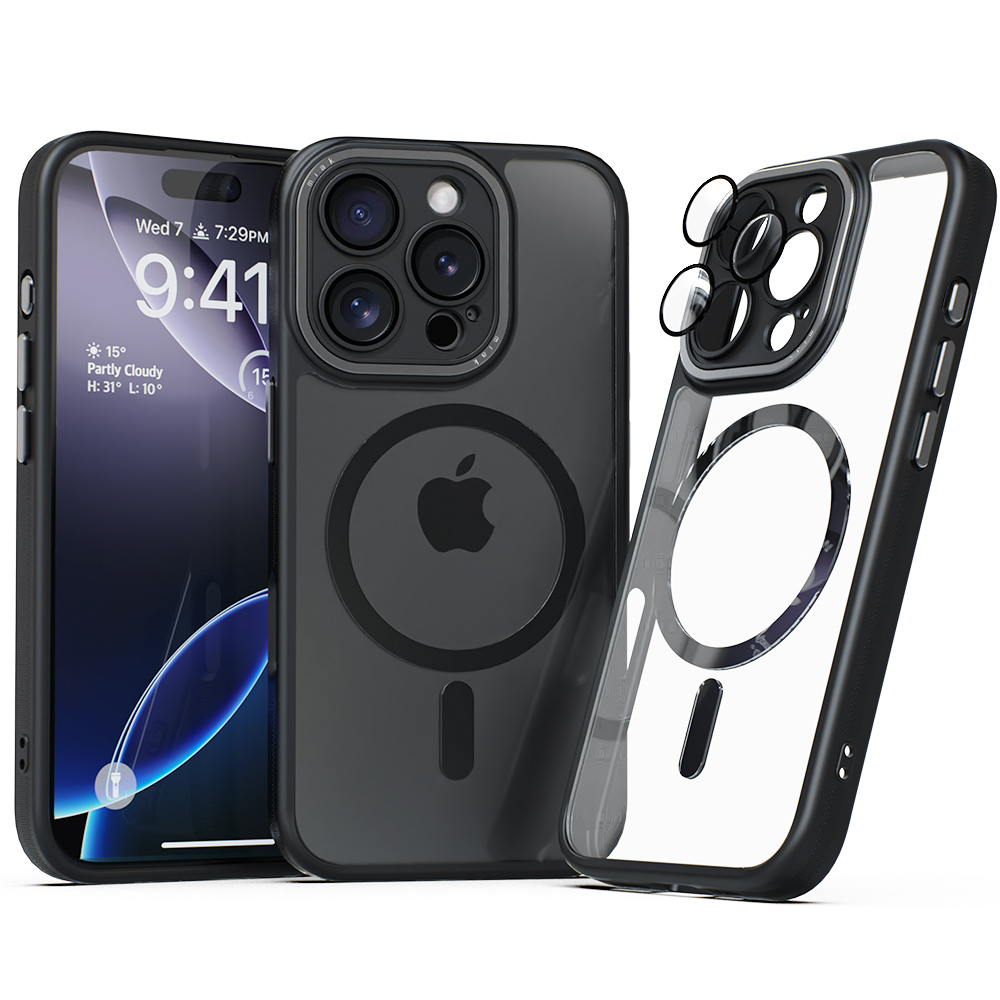 미아크 렌즈보호 풀커버 맥세이프 케이스 블랙, 아이폰16 프로 맥스