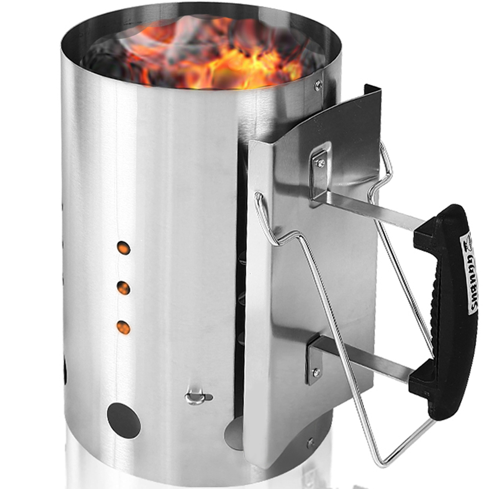 꾸버스 스텐 차콜스타터 특대형 원형 BIG 숯불 착화기 캠핑 휴대용 침니스타터 바베큐그릴