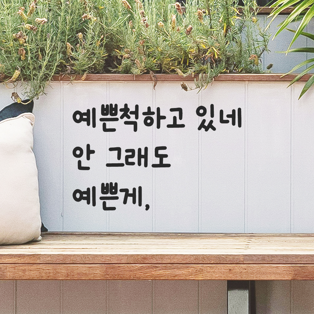 귀여운 손글씨 레터링 스티커 예쁜척하고 있네 안 그래도 예쁜게 검정S 이미지 6