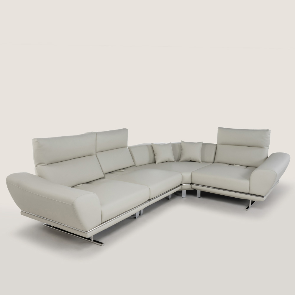 스코나 파루사 실리콘레더 좌방석 확장 스윙 소파 스툴미포함, 연베이지, 5인용