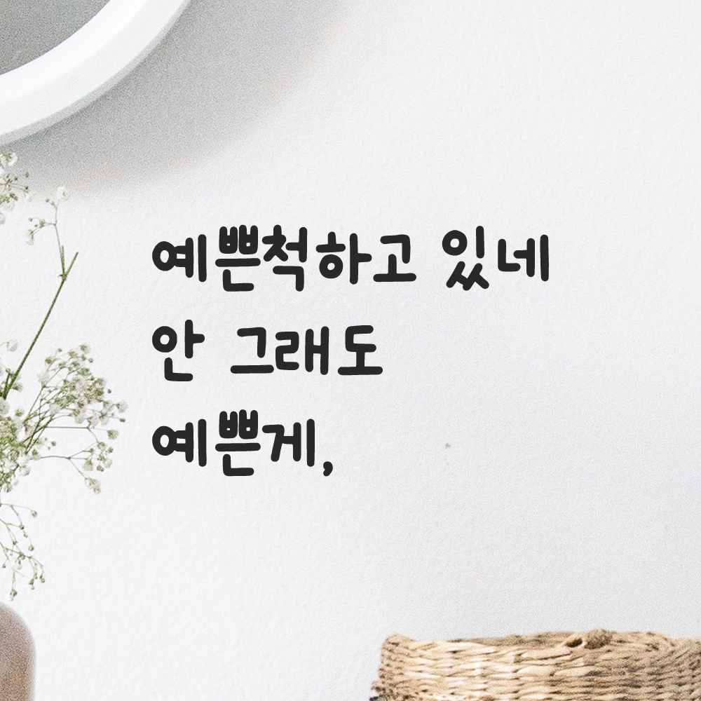 귀여운 손글씨 레터링 스티커 예쁜척하고 있네 안 그래도 예쁜게 검정 S - 상품 이미지