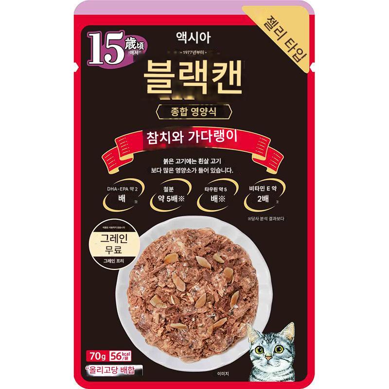일본 참치와 가다랑어 15세 이상용 아이시아 흑관 파우치 70g 고양이사료 - 상세 이미지 2