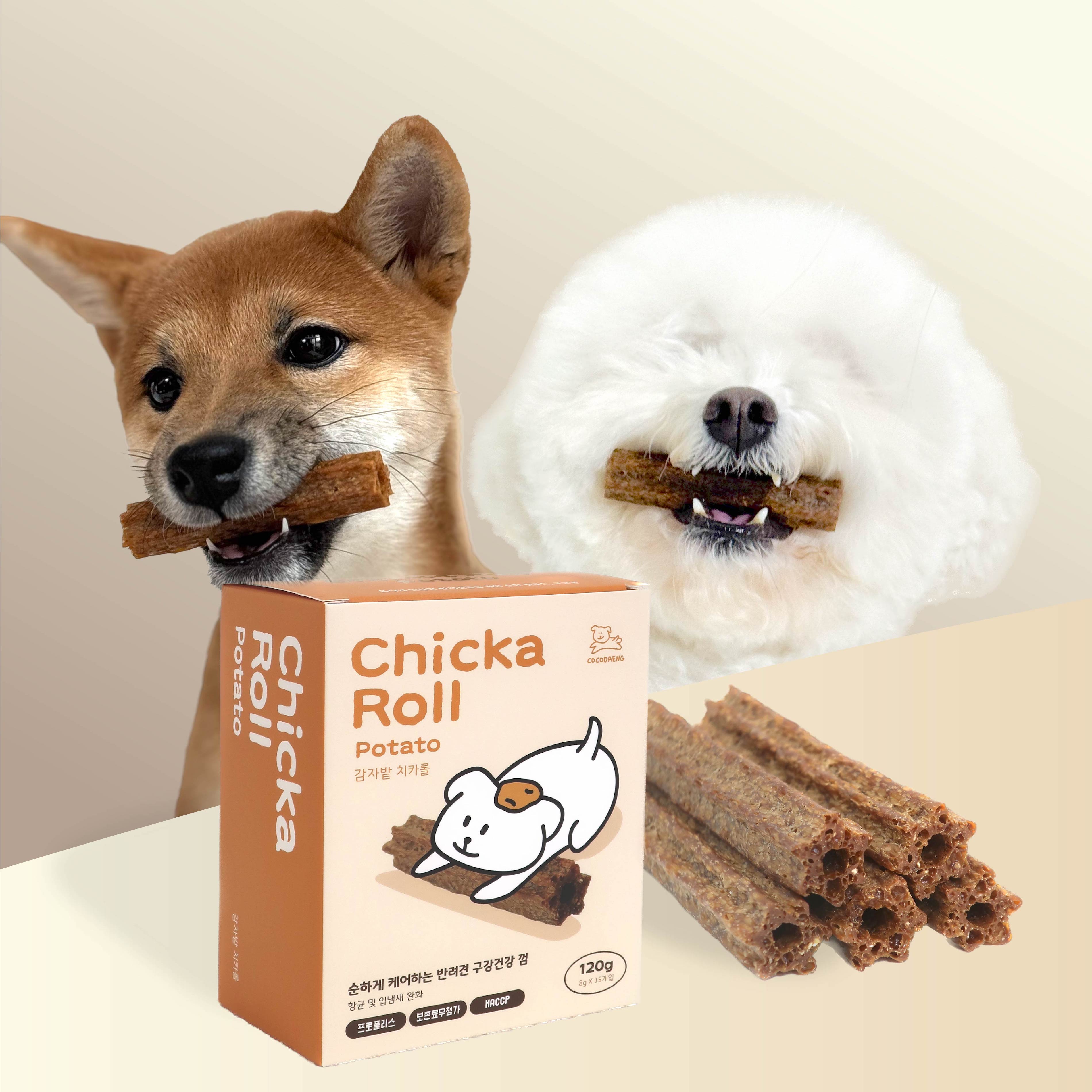 프로폴리스 강아지 구강 덴탈껌 치석제거 무보존료 비건 감자밭 치카롤 감자, 120g, 1개