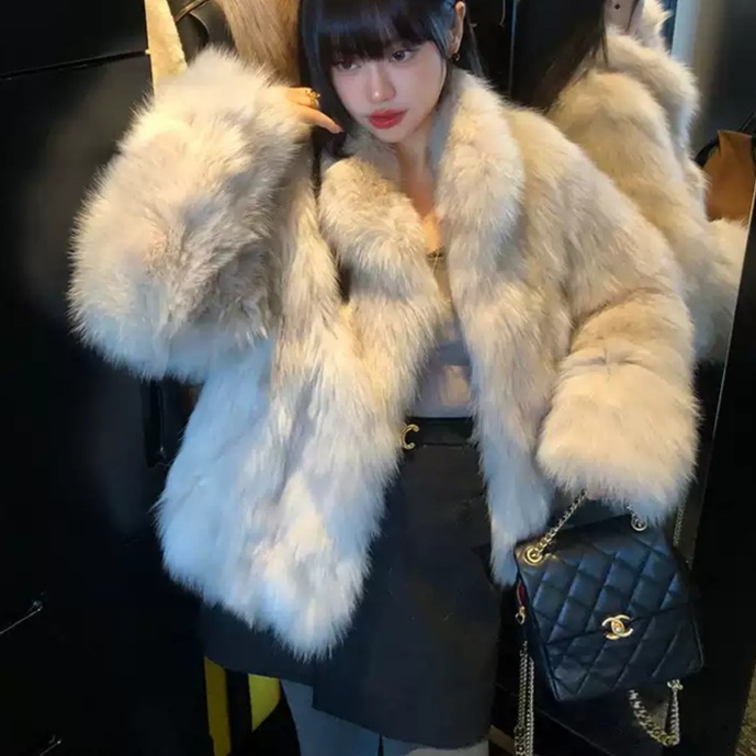 짧은 인조 모피자켓 친환경퍼 세련 시크 따뜻 아우터 연말 파티 화려한 디자인 5컬러 - 상세 이미지 2