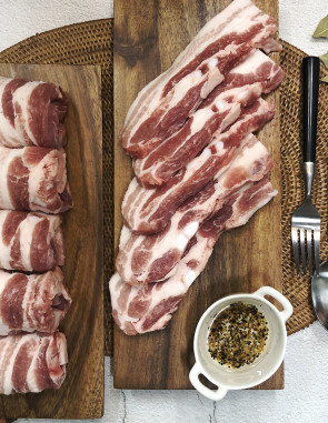 국내산 돼지고기 한돈 삼겹살 통삼겹 갈비 뼈삼겹 냉장 생고기 600g