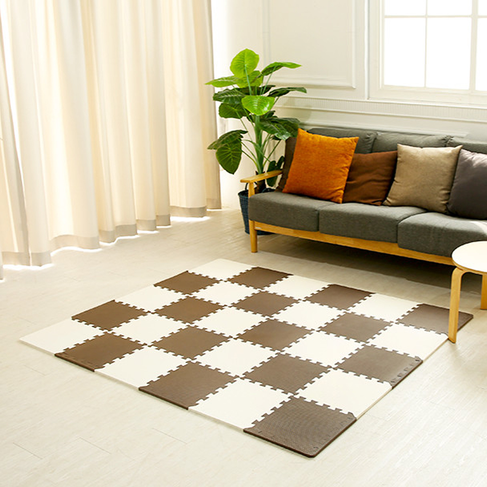 유아 아기 퍼즐매트 거실 바닥 조립 쿠션 층간소음 방지매트 30x30x1.2cm, 브라운, 10장