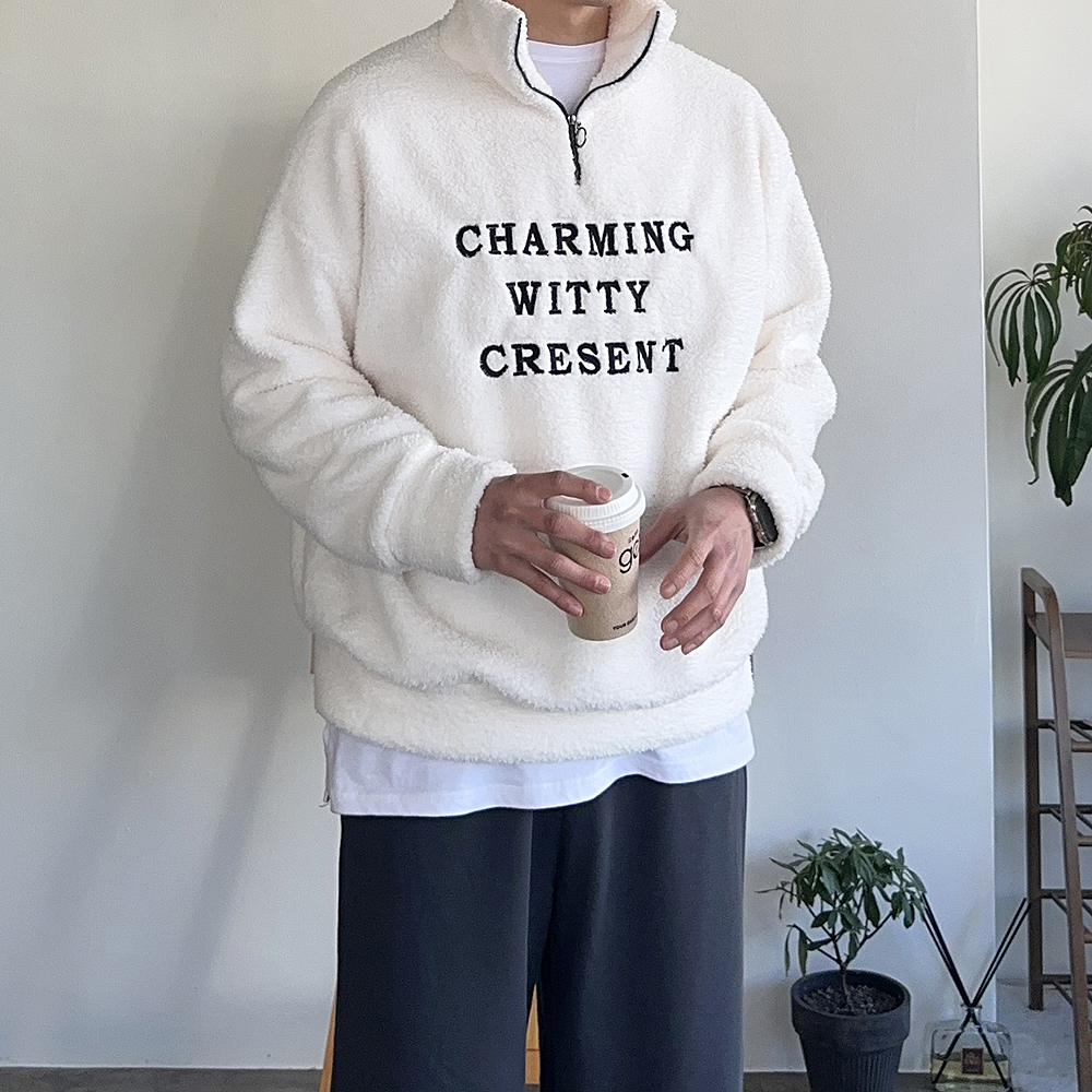 남자맨투맨 커플 반집업 아노락 양털 맨투맨