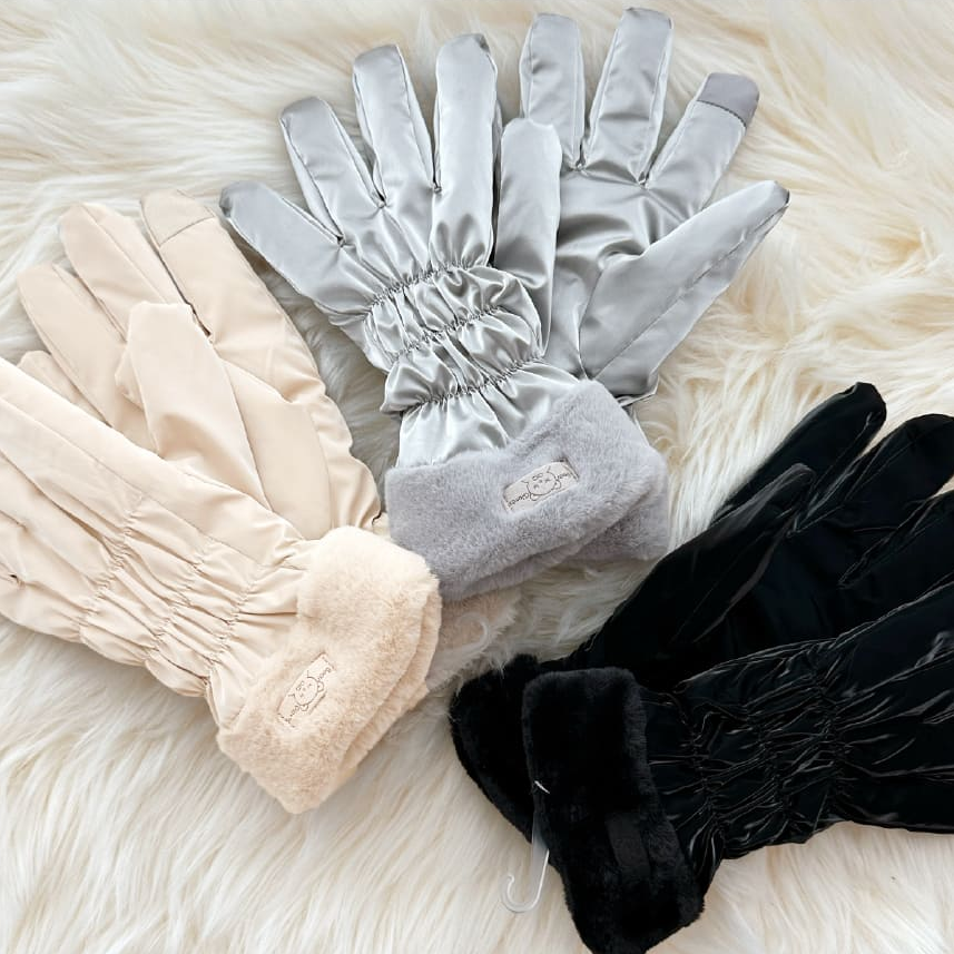 따뜻한 여성패딩장갑 예쁜 여자겨울장갑 보온 방한 털 기모장갑 핸드폰 휴대폰 스마트폰 터치 - 상세 이미지 2