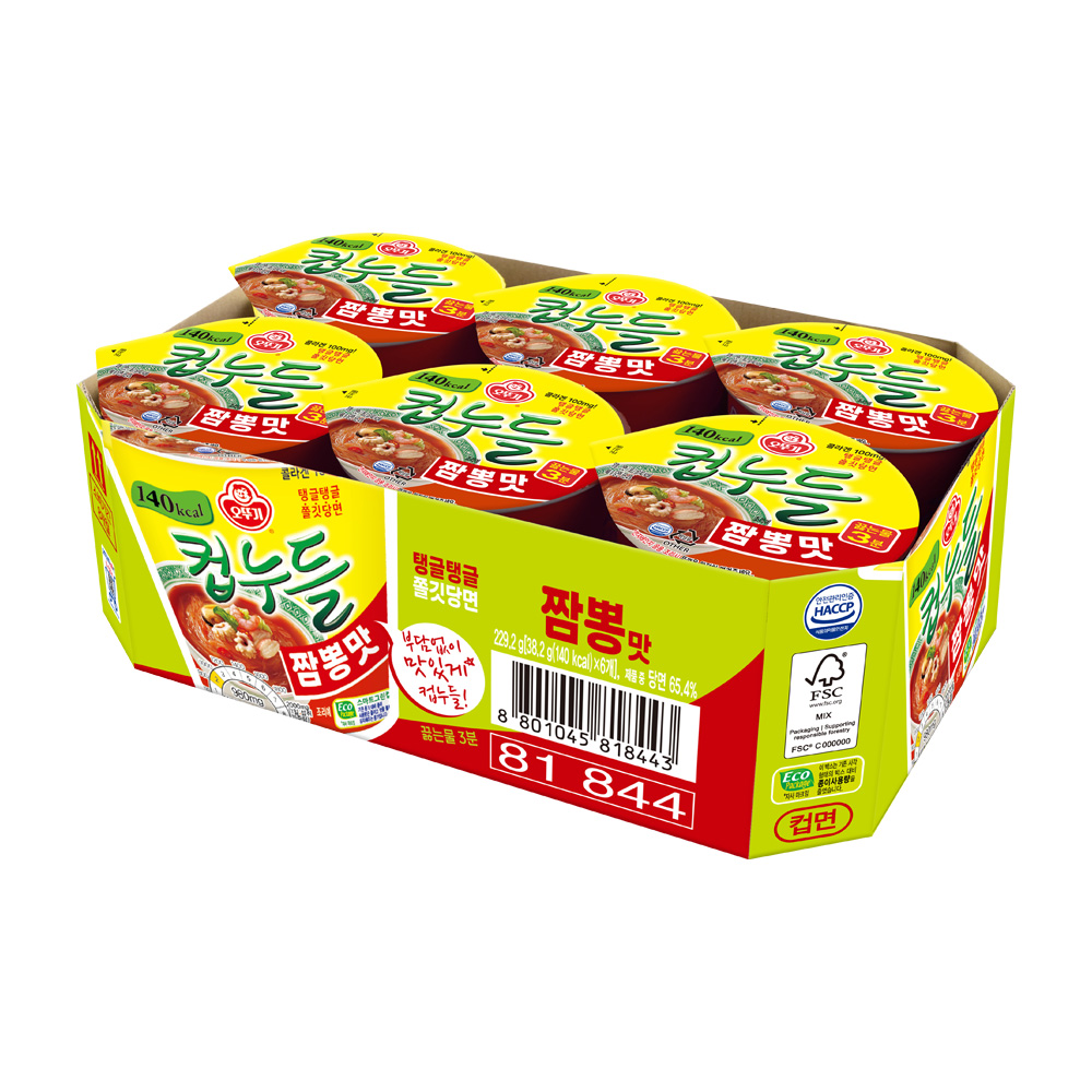 오뚜기 컵누들 짬뽕맛 컵 38.2g 6개