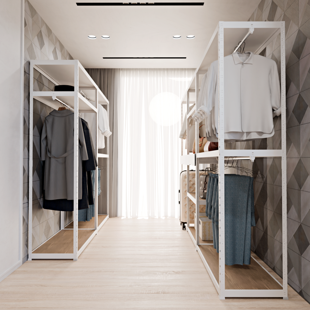 랙셈블 시스템행거 맞춤형 철제 조립식 드레스룸 옷걸이 옷장 오픈형 11자형 B타입