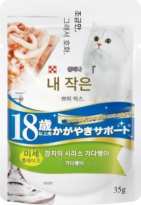 일본 참치 & 멸치 가쓰오 다시 첨가 반짝임 서포트 18세 이상용 네슬레 퓨리나 몬페티 몽쁘띠 쁘띠럭스 파우치 35g 고양이사료 - 상세 이미지 2