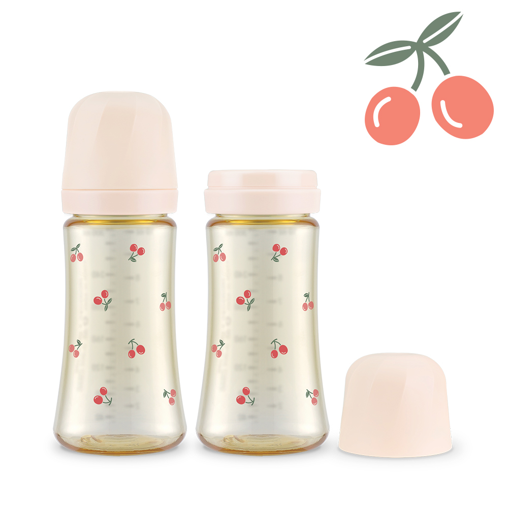 그로미미 PPSU 아기젖병 빨대컵호환 대용량 트윈팩 체리쉬 300ml