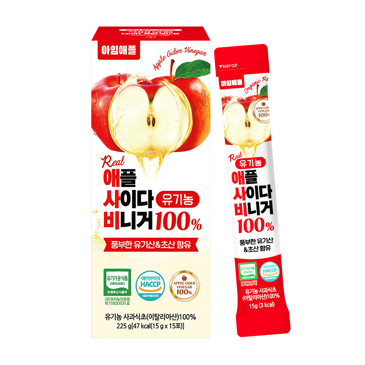 아임애플 유기농 애플 사이다 비니거 100% 애사비 사과 초모 발효 식초 15포, 1개