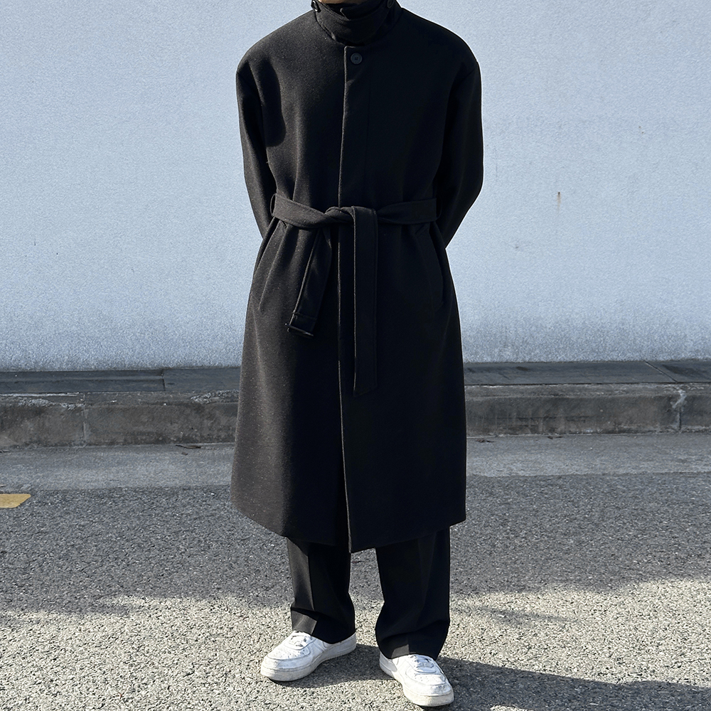 남자 발마칸코트 오버핏 울 로브코트 - 상세 이미지 3
