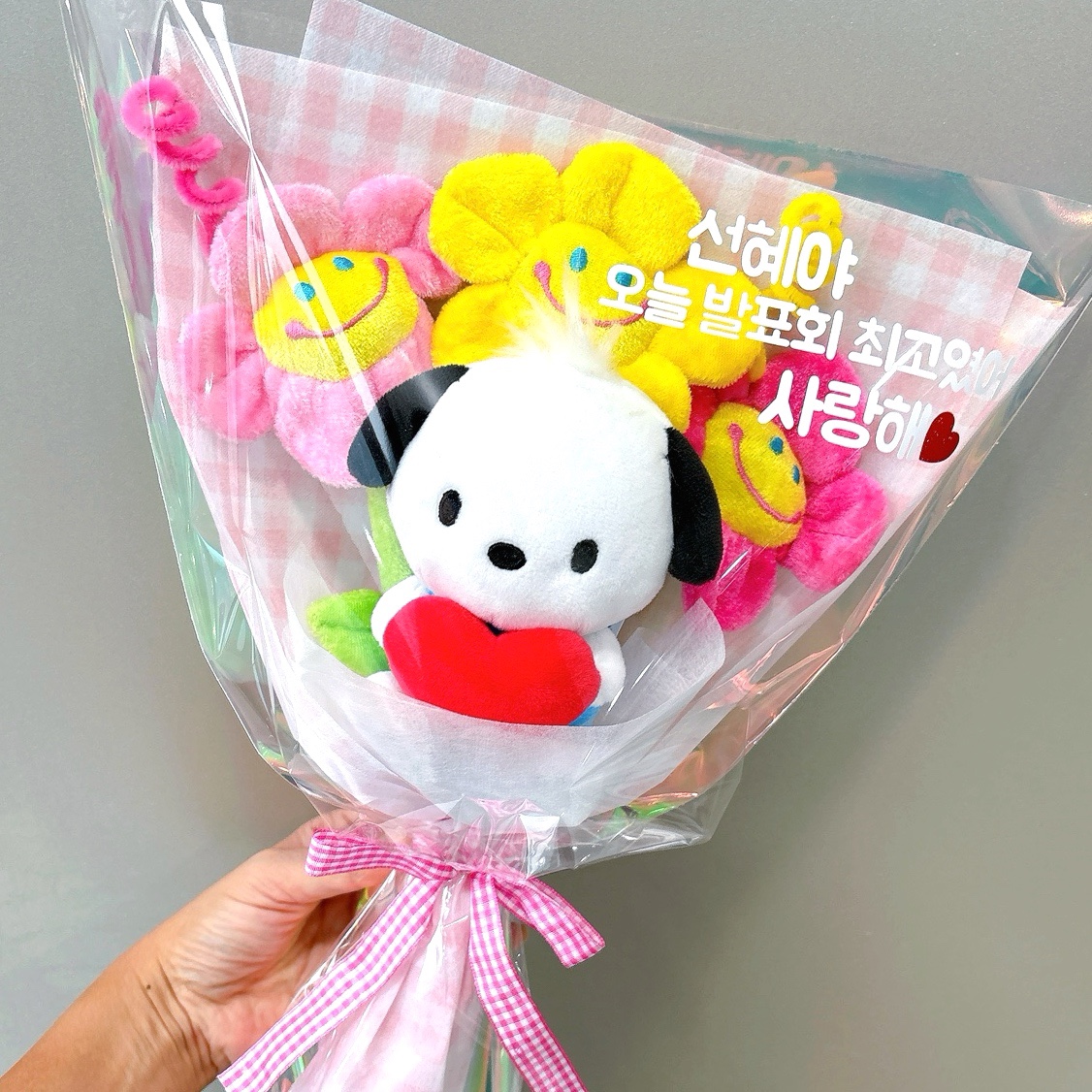 산리오 레터링 맞춤제작 인형꽃다발 졸업식 발표회 입학식 시나모롤 블루 헬로키티 - 상세 이미지 3
