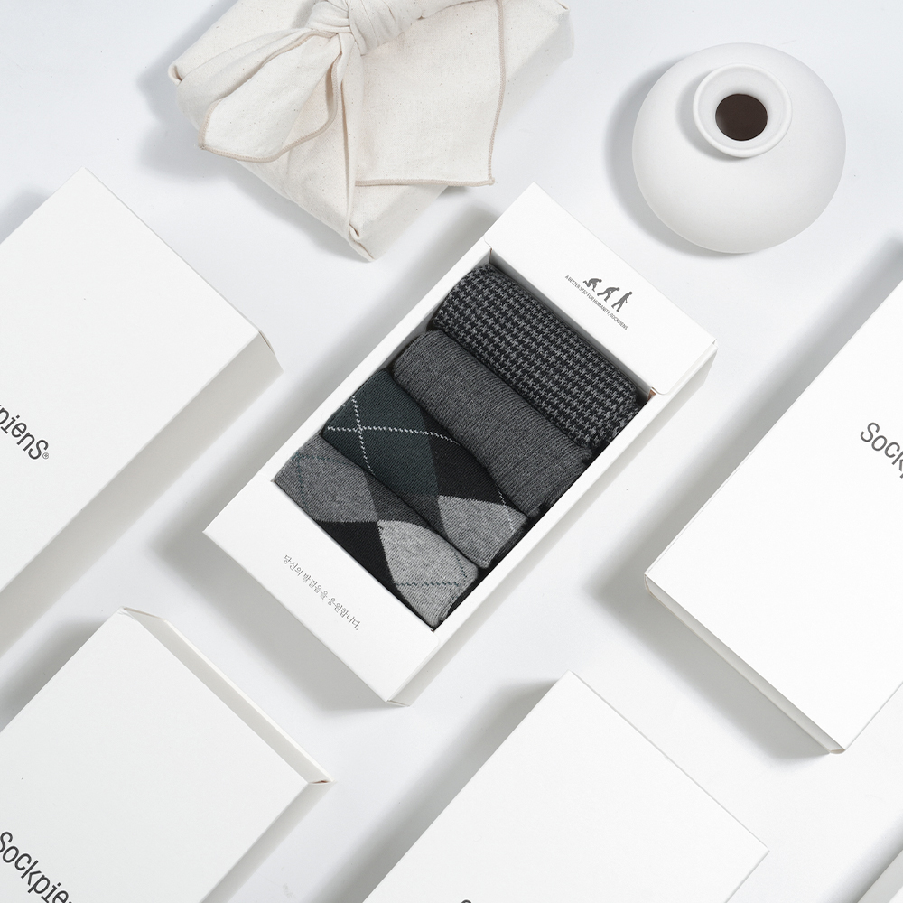 삭피엔스 남자 패션양말 명절 선물세트 긴목 무지 신사 골지 정장 패션양말 제품 이미지