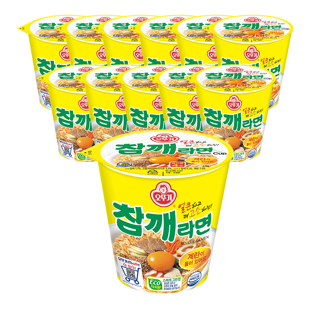 오뚜기 참깨라면 컵라면 소컵 65g, 12개