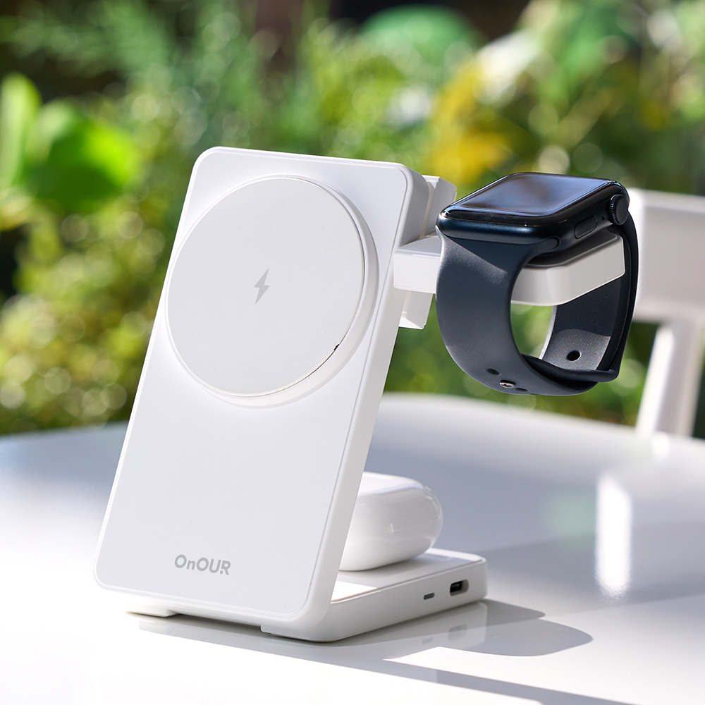 온아워 맥세이프 충전기 3in1 갤럭시 아이폰 에어팟 애플워치 접이식 고속 무선 충전기