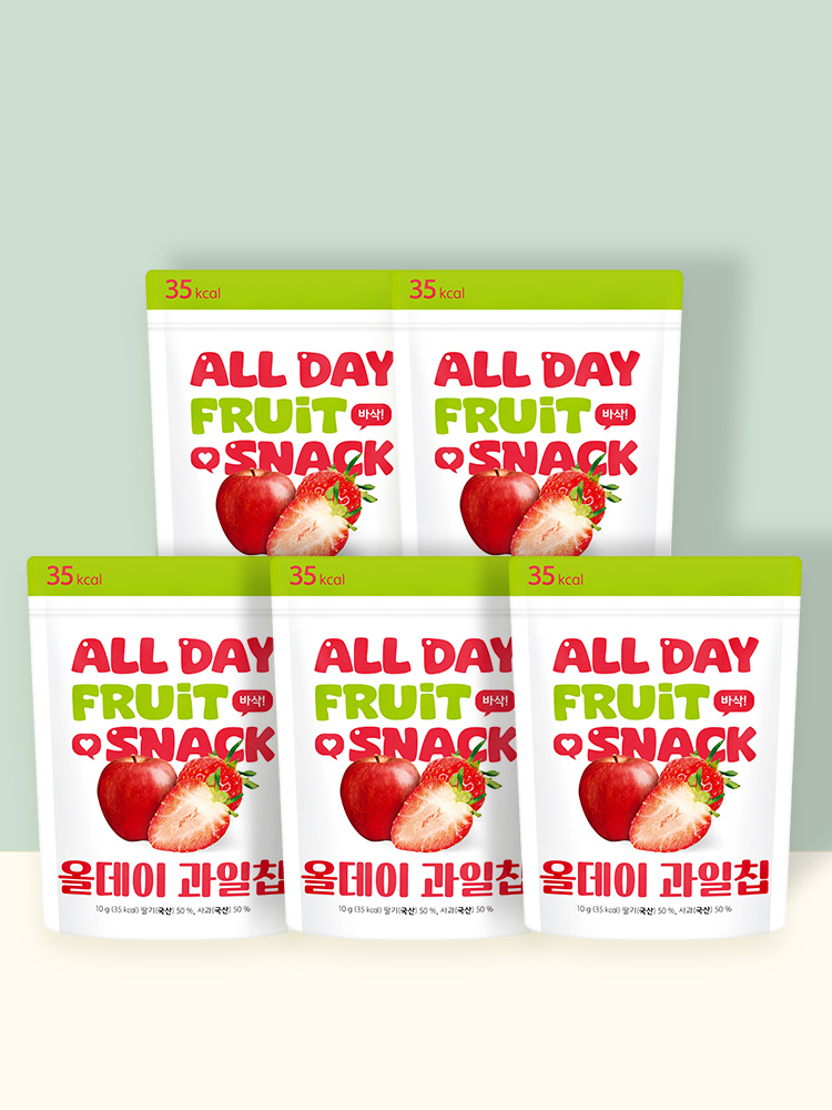 퓨어잇 올데이 동결건조 과일칩 사과딸기칩 5봉세트 과일100%