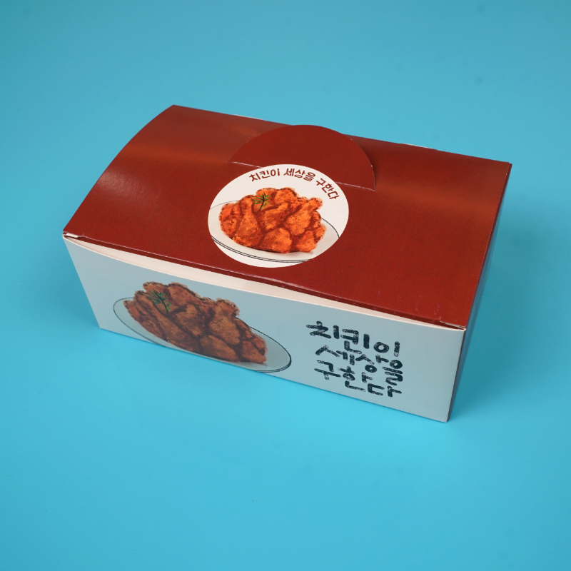 알뜰형 화이트지 크라프트 치킨박스 소 200매 상자 닭강정 포장용기 배달 - 상세 이미지 5