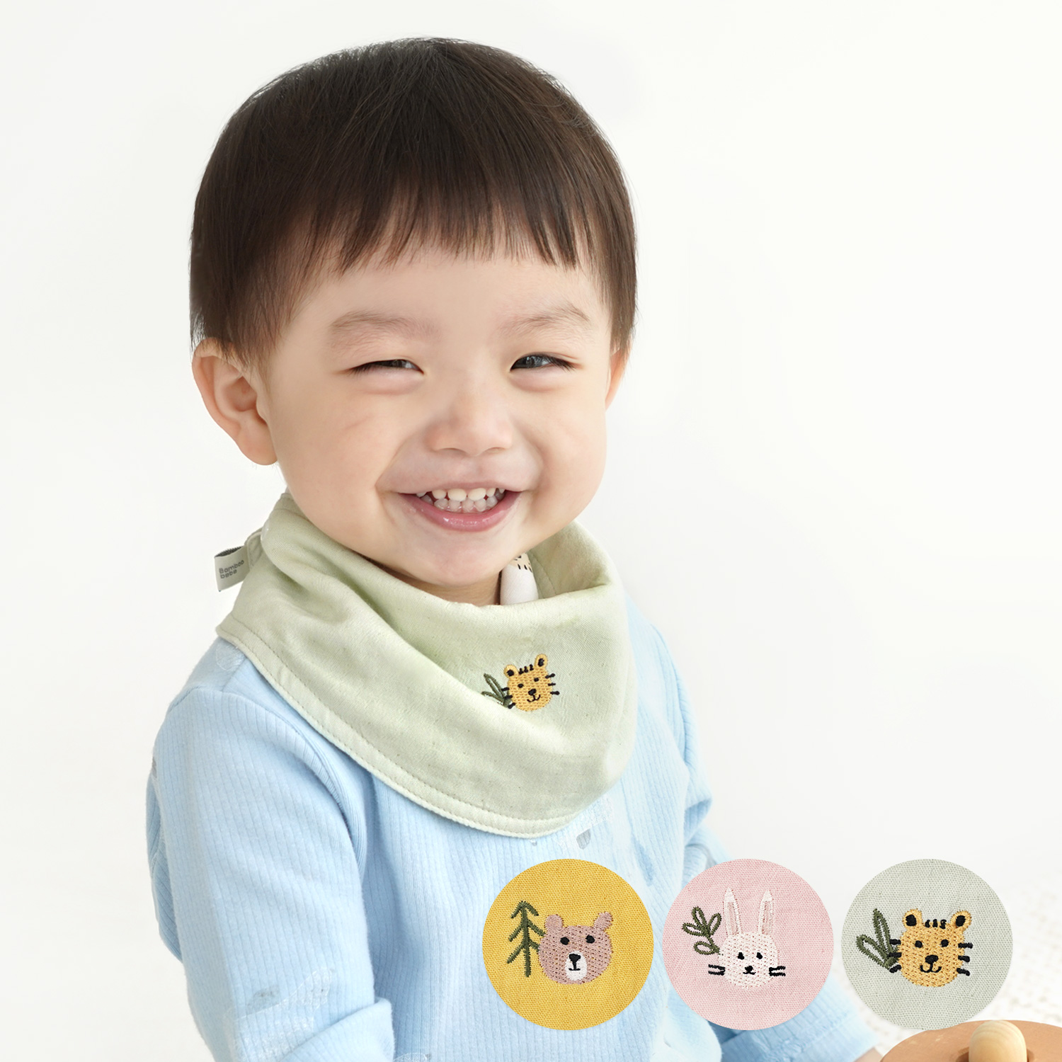 [밤부베베]동물숲 양면 거즈턱받이 (스카프빕겸용) - 상세 이미지 2