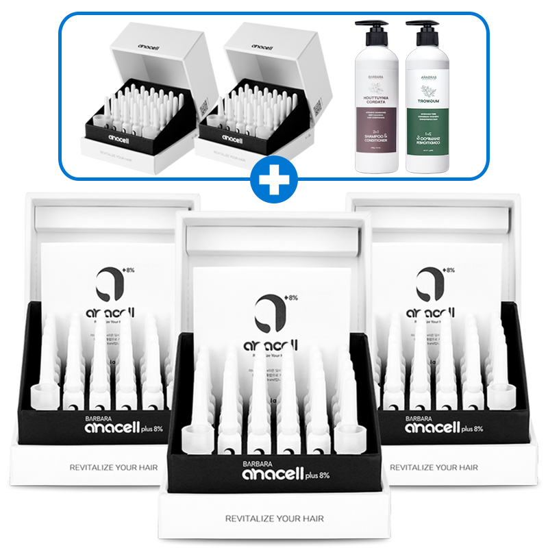3+2 아나셀 탈모 완화 기능성 토닉 바르는 두피 영양제 여성 남성 3세트 + 샴푸 (약 6~7달분)