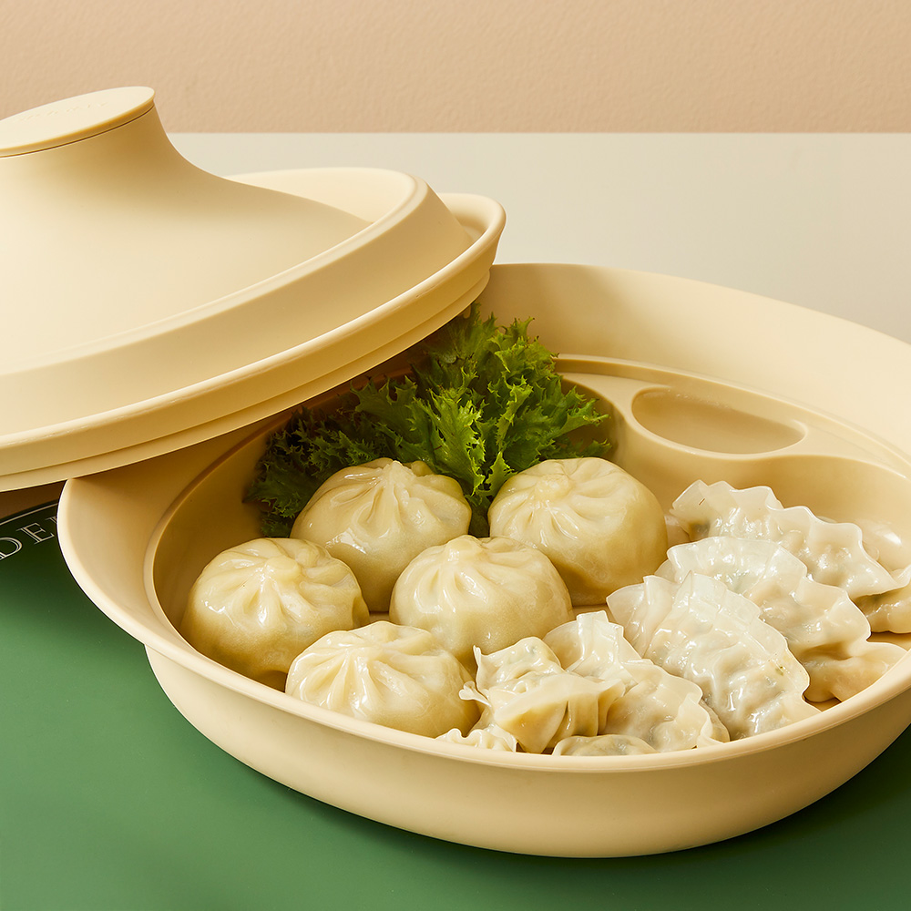 실리프랑 실리콘 찜기 촉촉 멀티쿠커 + 에어프라이어 팟 용기 커버 무연마 에프용기+계량스푼 - 상세 이미지 2